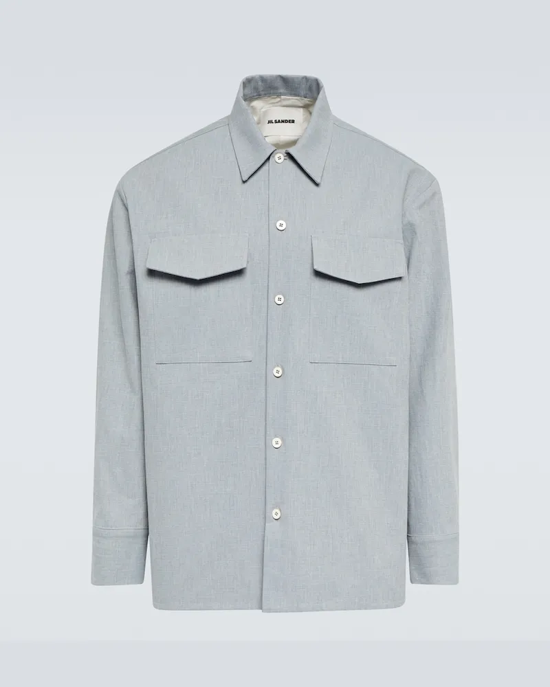 Jil Sander Camicia in cotone con tasche Blu