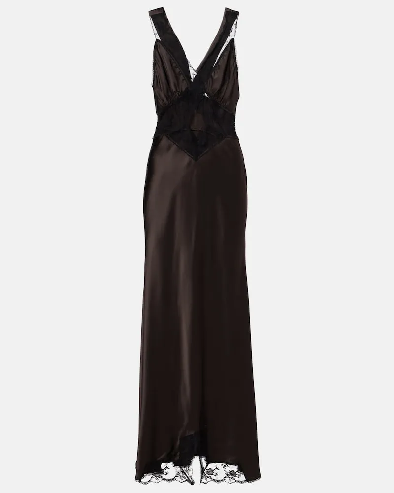 SIR Abito lungo in seta con pizzo Verde