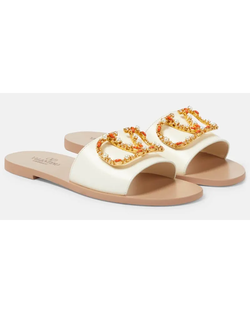 Valentino Garavani Sandali VLogo Signature in pelle con cristalli Bianco
