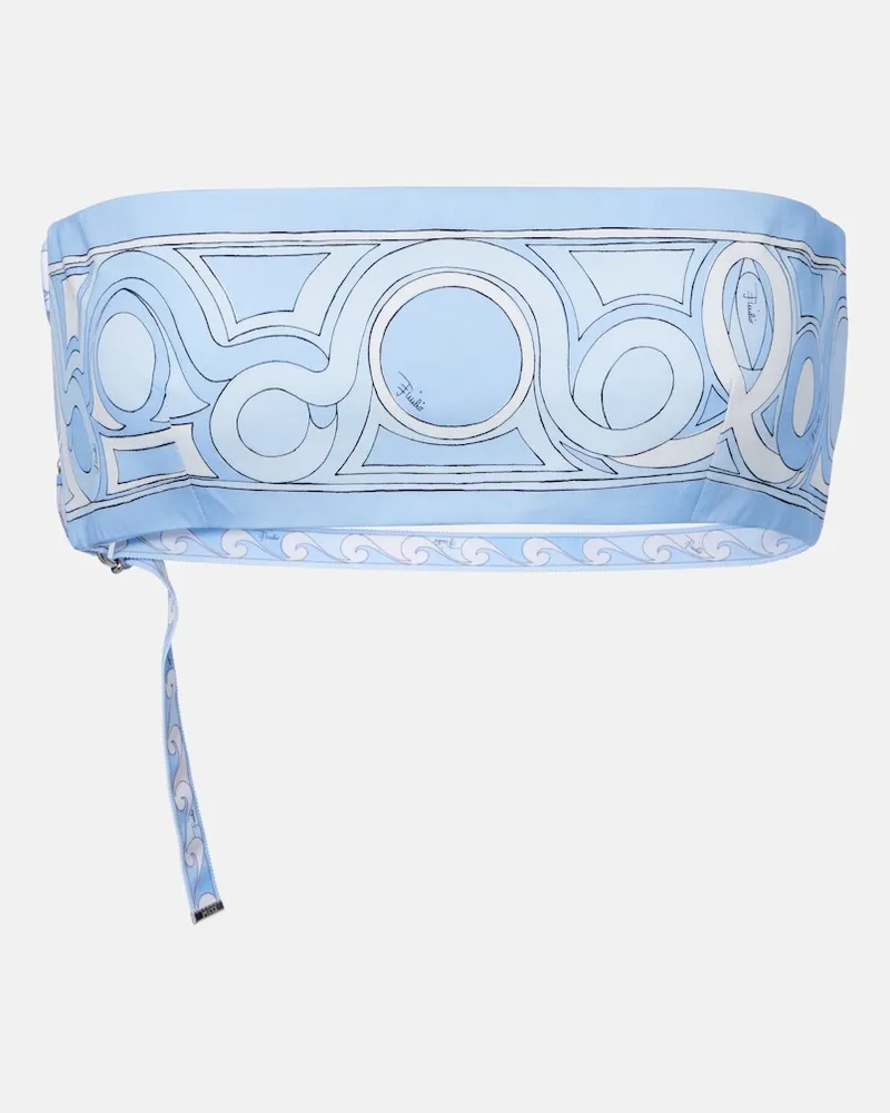 Emilio Pucci Top a fascia in cotone con stampa Blu