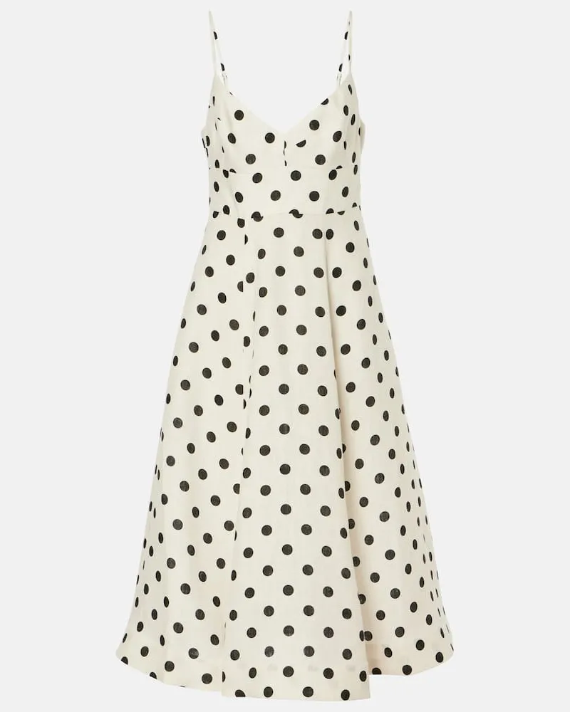 Zimmermann Abito midi in lino a pois Bianco