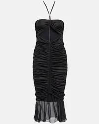 Blumarine Abito midi in jersey con ruches Nero