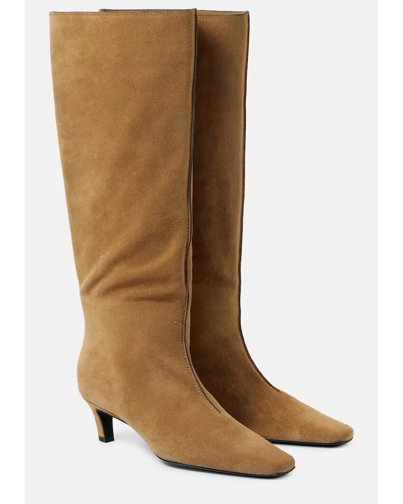 Totême Stivali Wide Shaft in suede Marrone