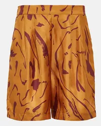 ASCENO Shorts Carros in twill di seta Multicolore