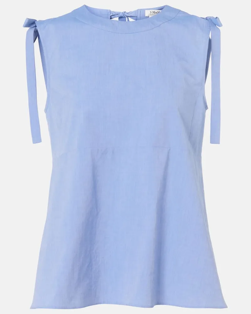 Max Mara Top in canvas di cotone Blu
