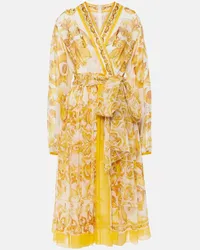 Dolce & Gabbana Abito midi Majolica in chiffon di seta Giallo