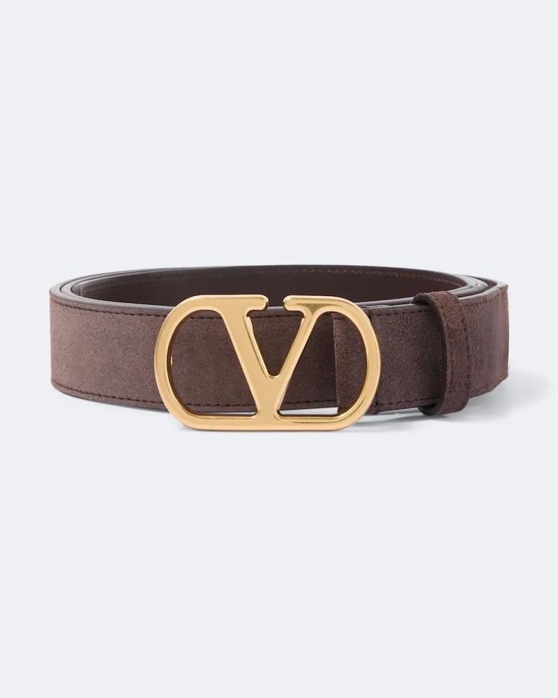 Valentino Garavani Cintura VLogo in suede Marrone