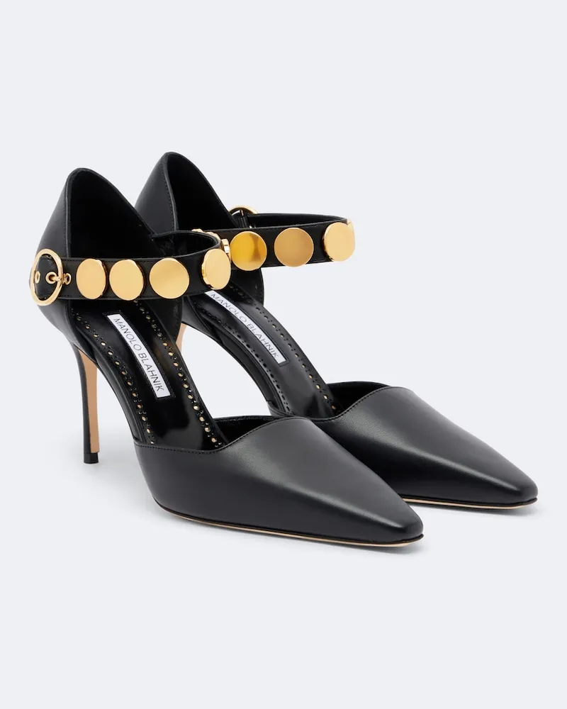 Manolo Blahnik Pumps Morgana in pelle con borchie Nero