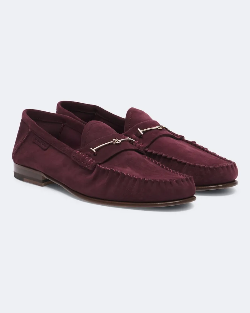 Tom Ford Mocassini penny in suede Borgogna