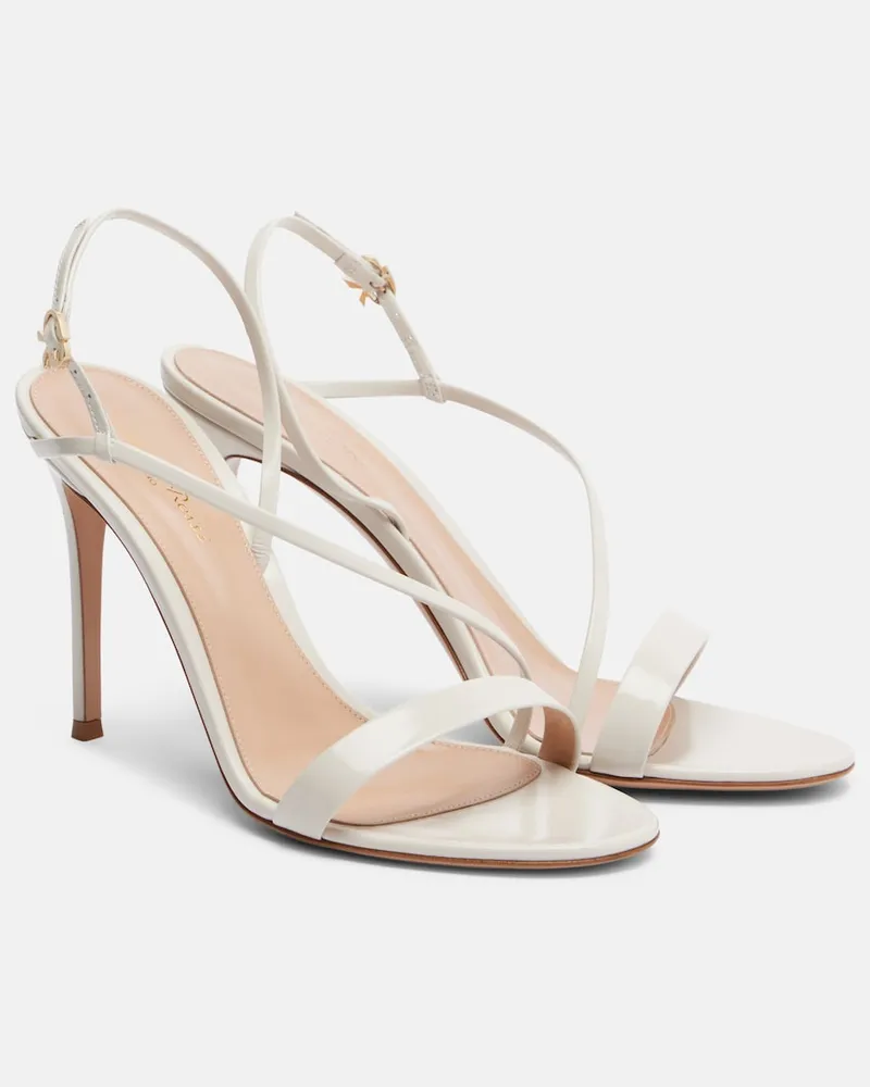 Gianvito Rossi Sandali slingback in pelle verniciata Bianco