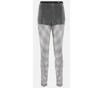 Prada Pantaloni in mesh con cristalli Argento