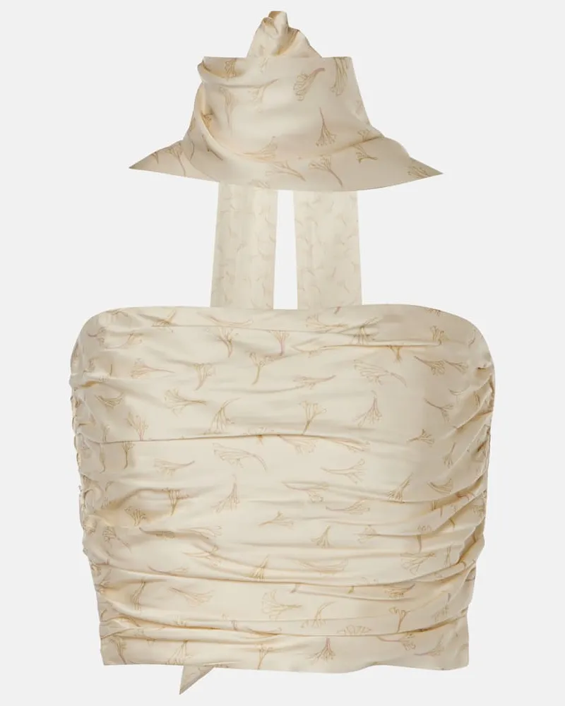 ROTATE Birger Christensen Top a fascia con foulard Bianco