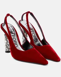 Tom Ford Pumps slingblack in velluto con cristalli Rosso