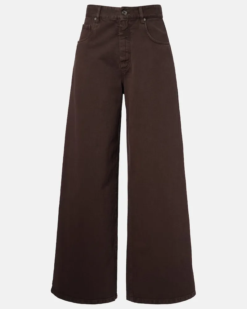 Brunello Cucinelli Jeans a gamba larga con monili Marrone