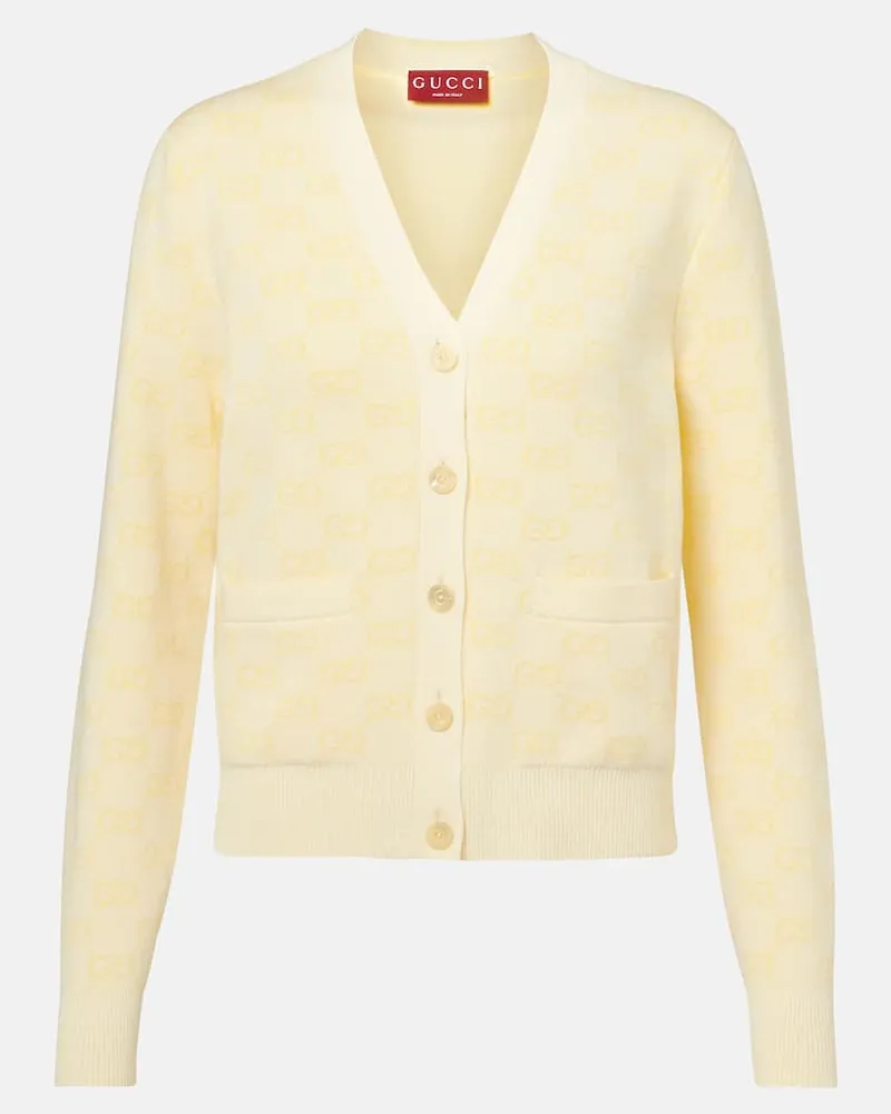 Gucci Cardigan in jacquard di cotone GG Giallo