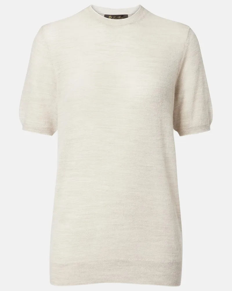 Loro Piana Top Walnut in cashmere, lana e seta Beige