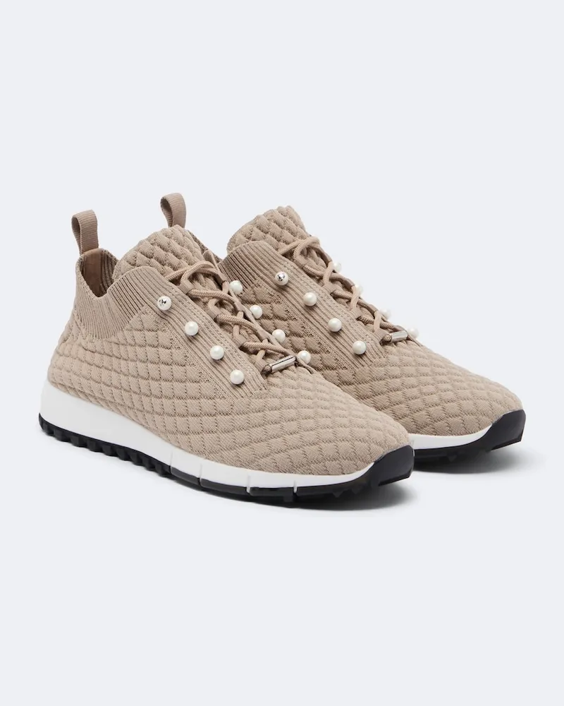 Jimmy Choo Sneakers Veles con perle bijoux Beige