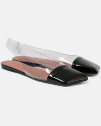 Amina Muaddi Ballerine slingback Ane Glass in vernice e PVC Nero