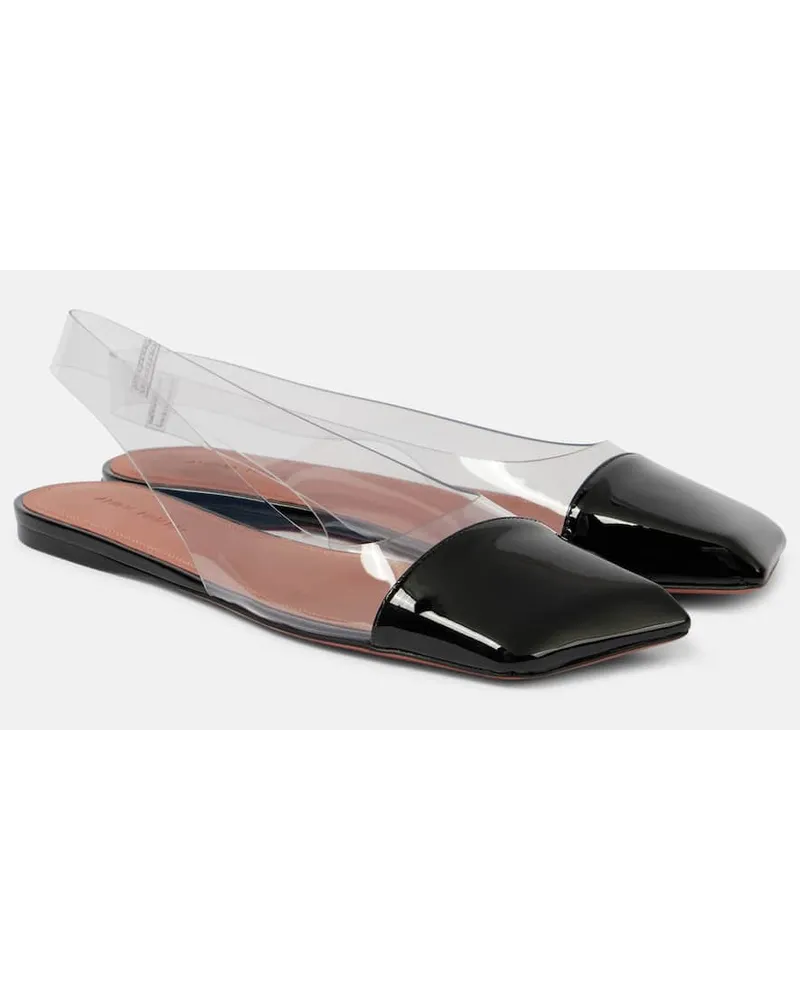 Amina Muaddi Ballerine slingback Ane Glass in vernice e PVC Nero