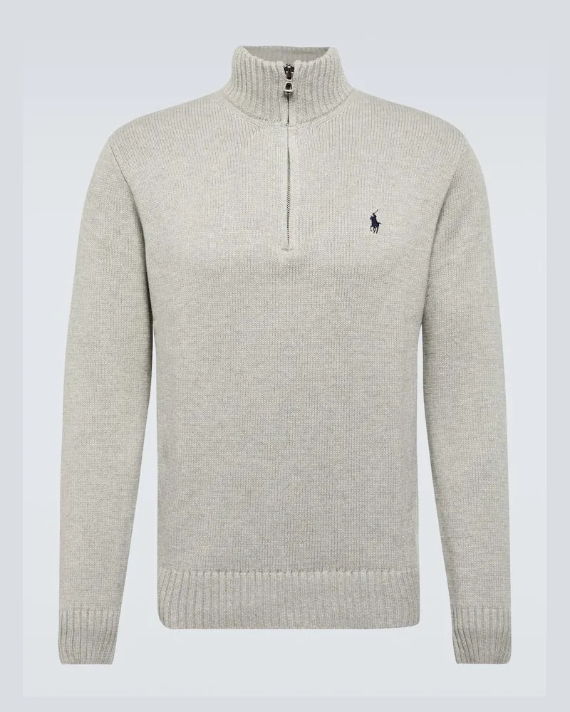Ralph Lauren Pullover in cotone con zip Grigio