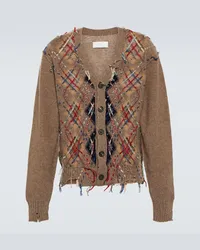 Maison Margiela Cardigan distressed in misto lana e alpaca Marrone