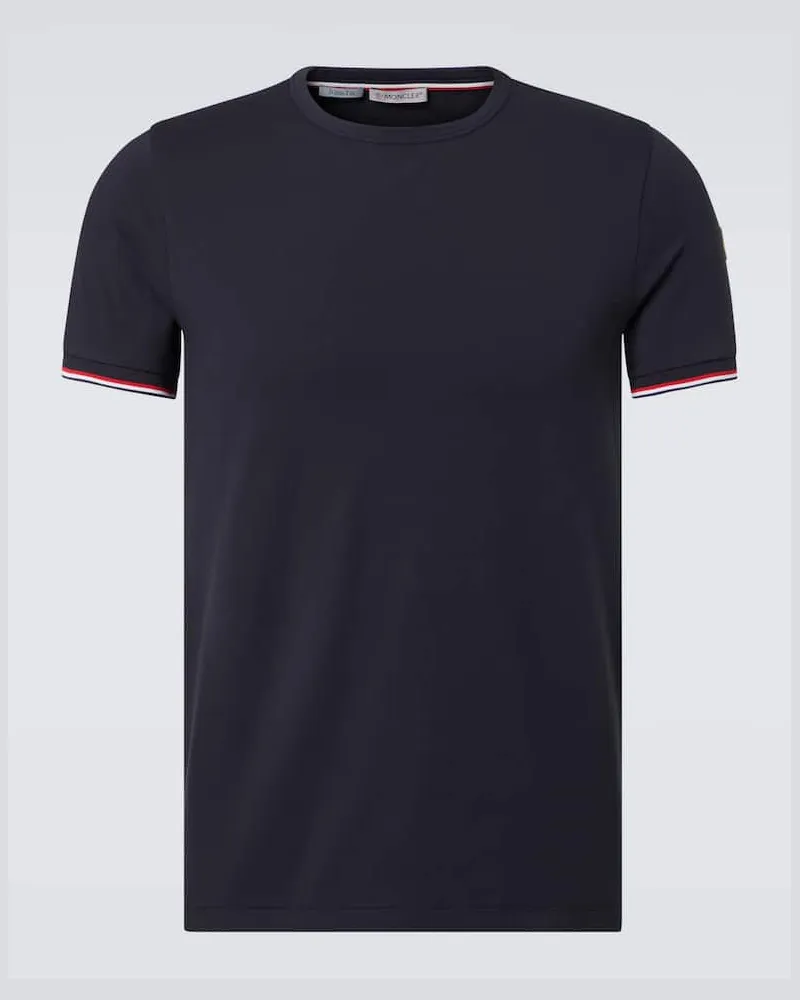 Moncler T-shirt Tricolor in misto cotone Blu