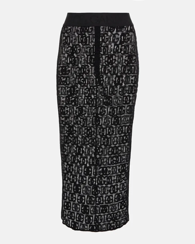 Dolce & Gabbana Gonna midi in tulle di misto cotone DG Nero