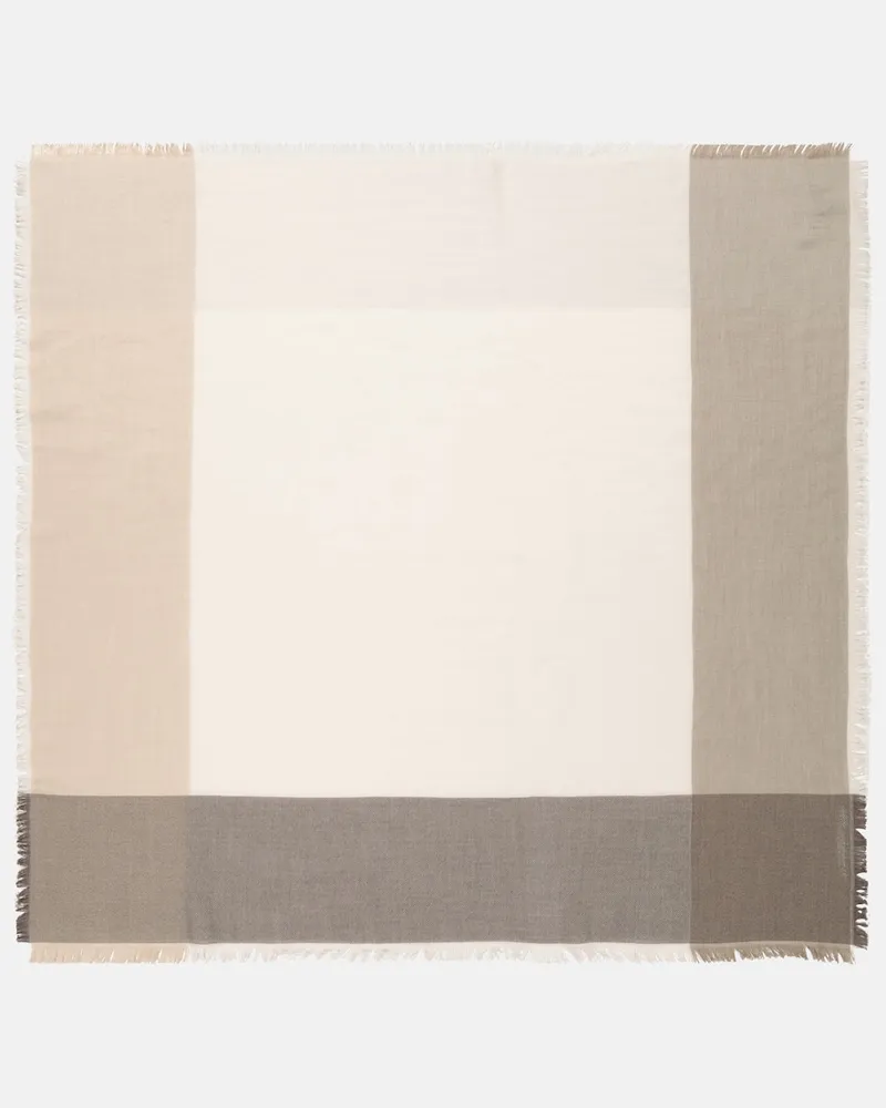 Loro Piana Sciarpa Carre in seta e cashmere Bianco