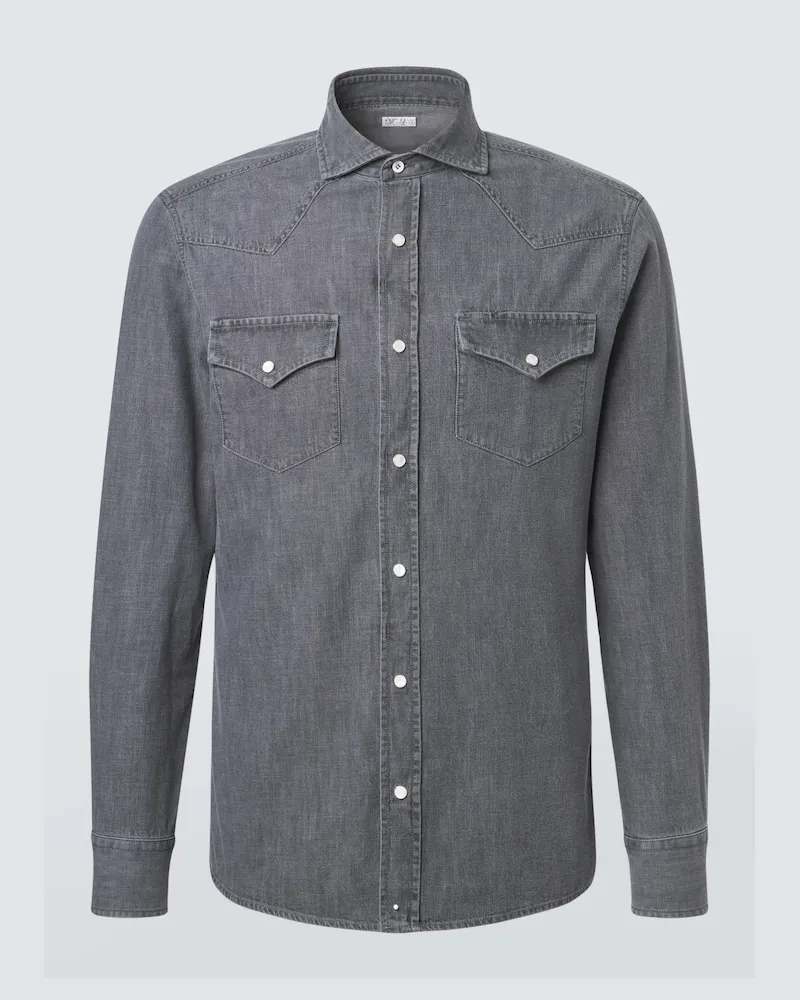 Brunello Cucinelli Camicia di jeans Grigio