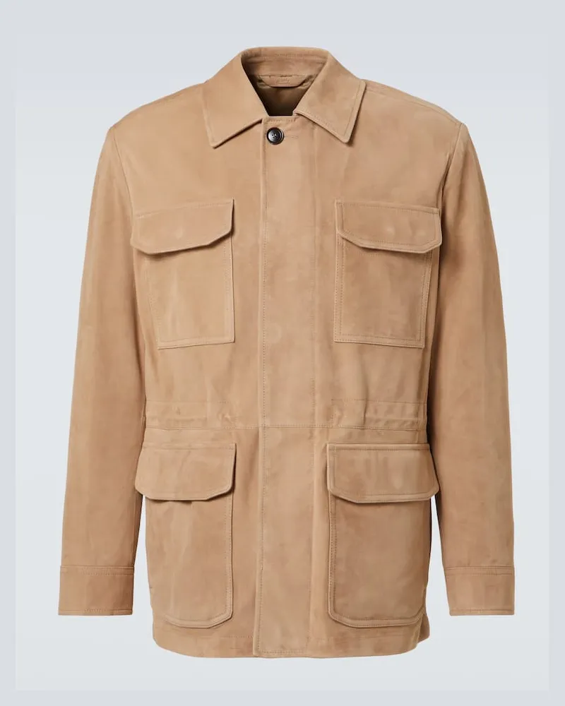 Brioni Giacca in suede Beige