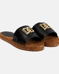 Dolce & Gabbana Espadrillas in pelle con cristalli Nero