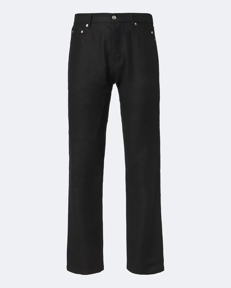 Rick Owens Pantaloni regular Kurdt in ramiè e cotone Nero