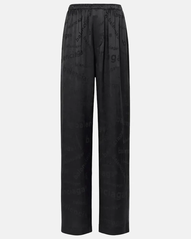 Balenciaga Pantaloni a gamba larga in seta Nero