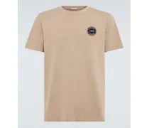 Moncler T-shirt in jersey di cotone con ricamo Beige