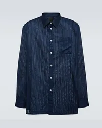 Givenchy Camicia in voile di cotone a righe Blu