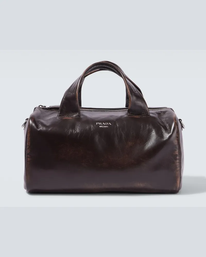 Prada Borsa da viaggio Small in pelle Marrone