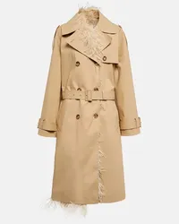 Valentino Garavani Trench in cotone con piume Beige