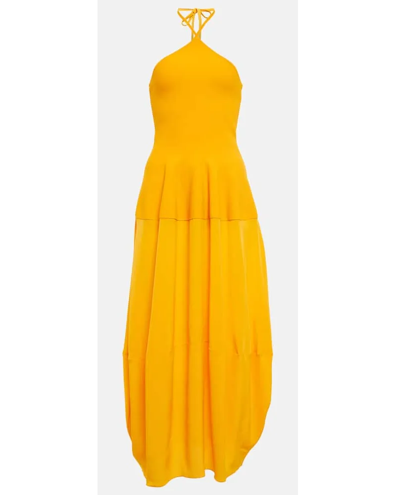 Stella McCartney Abito midi con scollo allâamericana Giallo