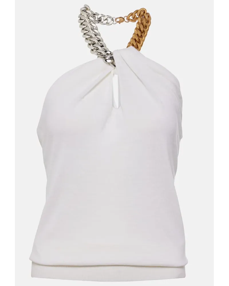 Stella McCartney Top in lana con scollo allâamericana Bianco