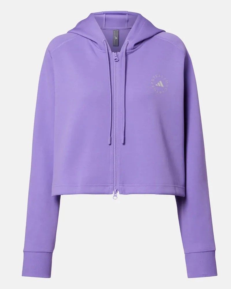 adidas Felpa cropped in misto cotone con logo Viola