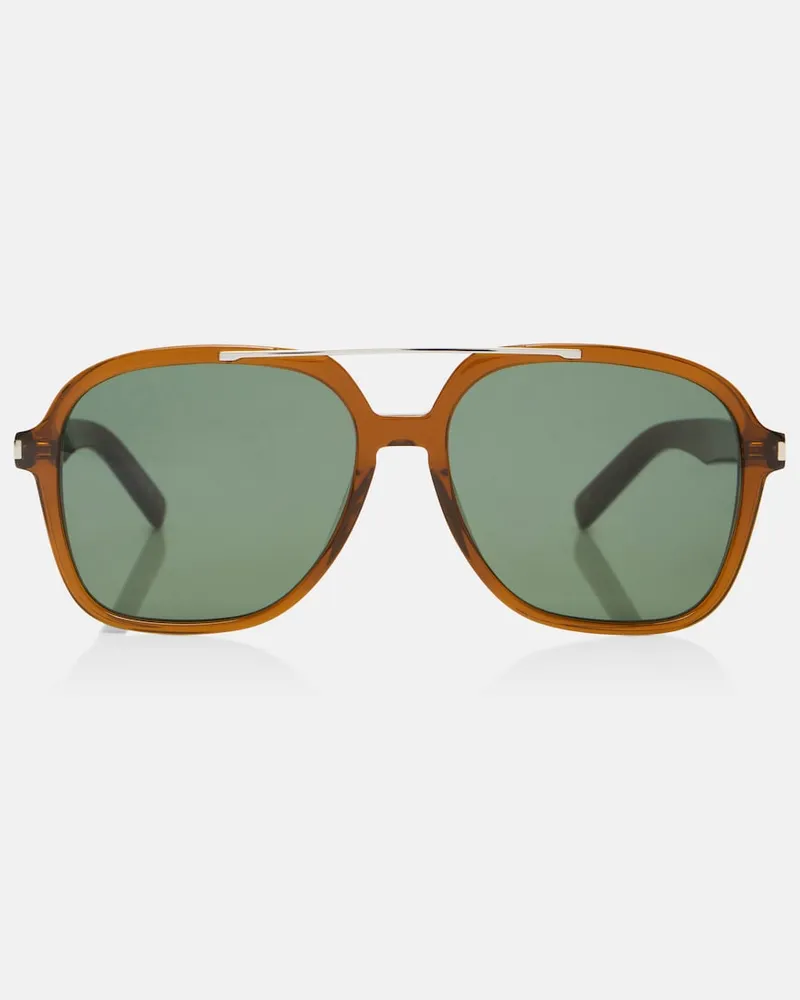 Saint Laurent Occhiali da sole squadrati Marrone