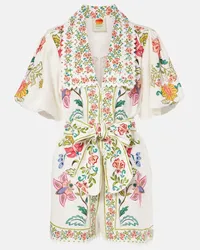 FARM Rio Jumpsuit corta Floral Insects Bianco