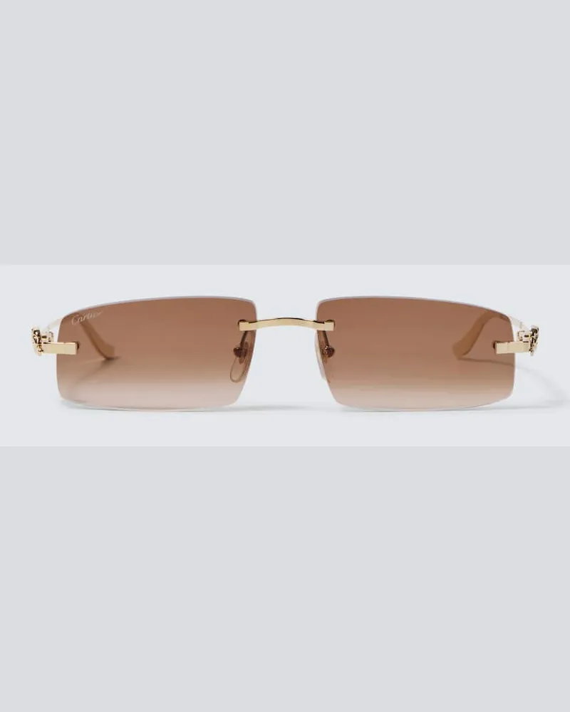 Cartier Occhiali da sole rettangolari PanthÃ¨re De Cartier Oro