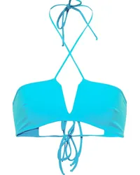 Nensi Dojaka Top bikini con scollo all’americana Blu