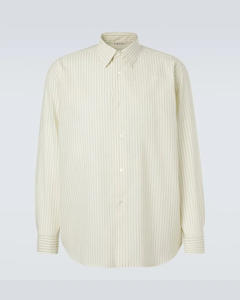 AURALEE Camicia in lana a righe Bianco