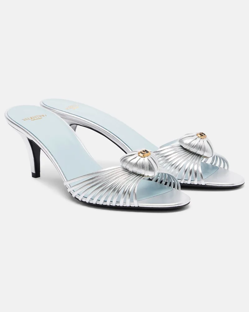 Valentino Garavani Mules CÅur Royal in pelle metallizzata Argento