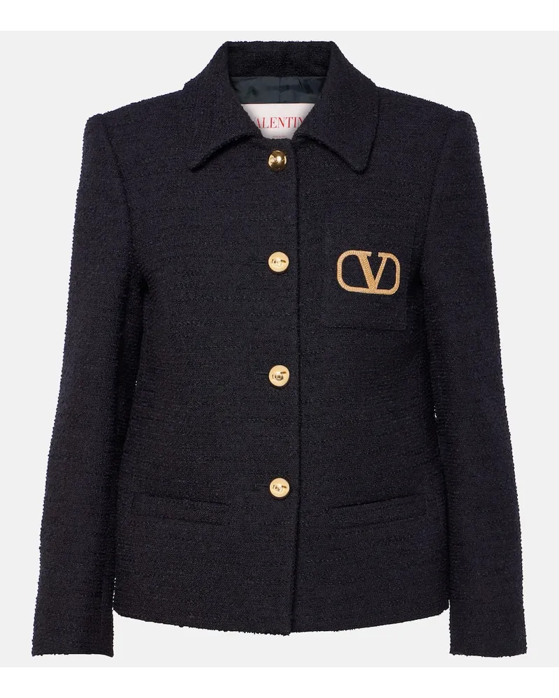 Valentino Garavani Giacca VLogo Signature in tweed Blu