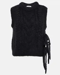 Cecilie Bahnsen Gilet Isa in lana e mohair a trecce Nero