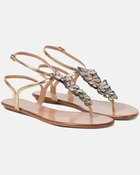 Aquazzura Sandali infradito Papillon in pelle Oro