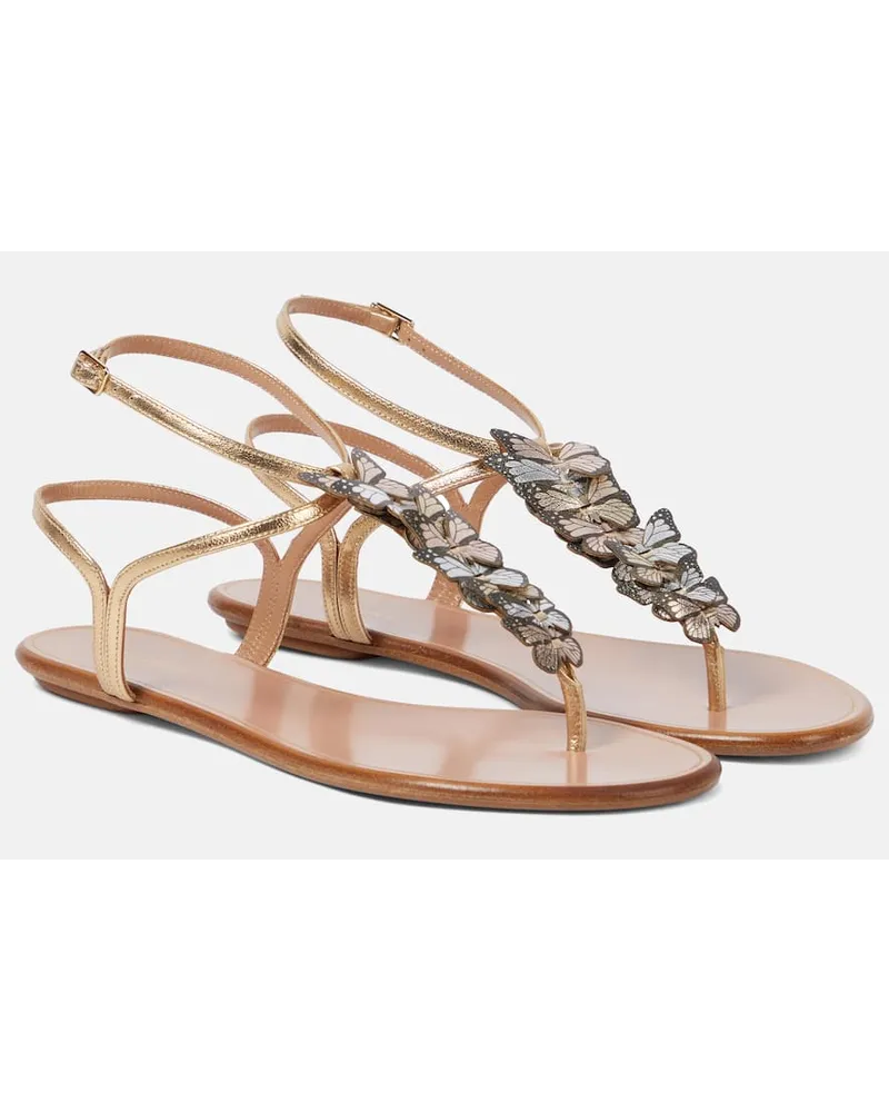 Aquazzura Sandali infradito Papillon in pelle Oro